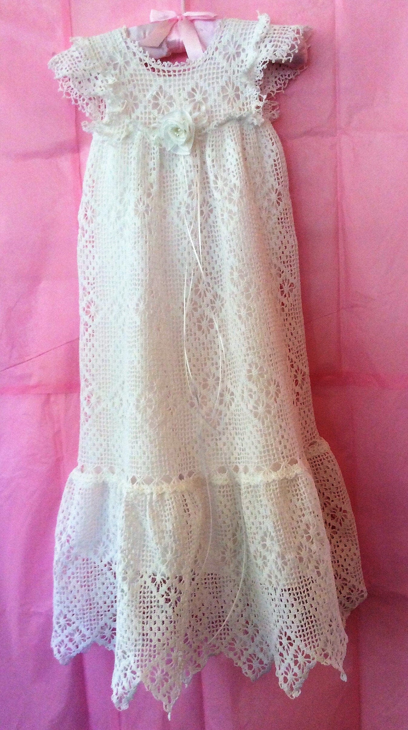 Vintage Thread Crochet Pattern Baby Girl Lacy Antique Heirloom Long Christening Gown PDF Instant Digital Download Victorian Dress 0-6m