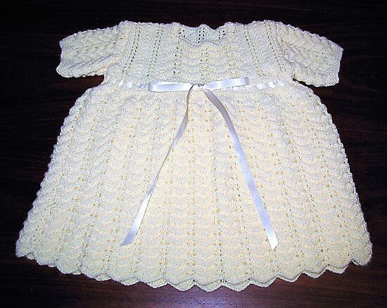 Vintage Knitting Pattern Knit Baby Girl Heather Ripple Eyelet Layette Set PDF Instant Digital Download Sweater Dress Booties Bonnet Mitts