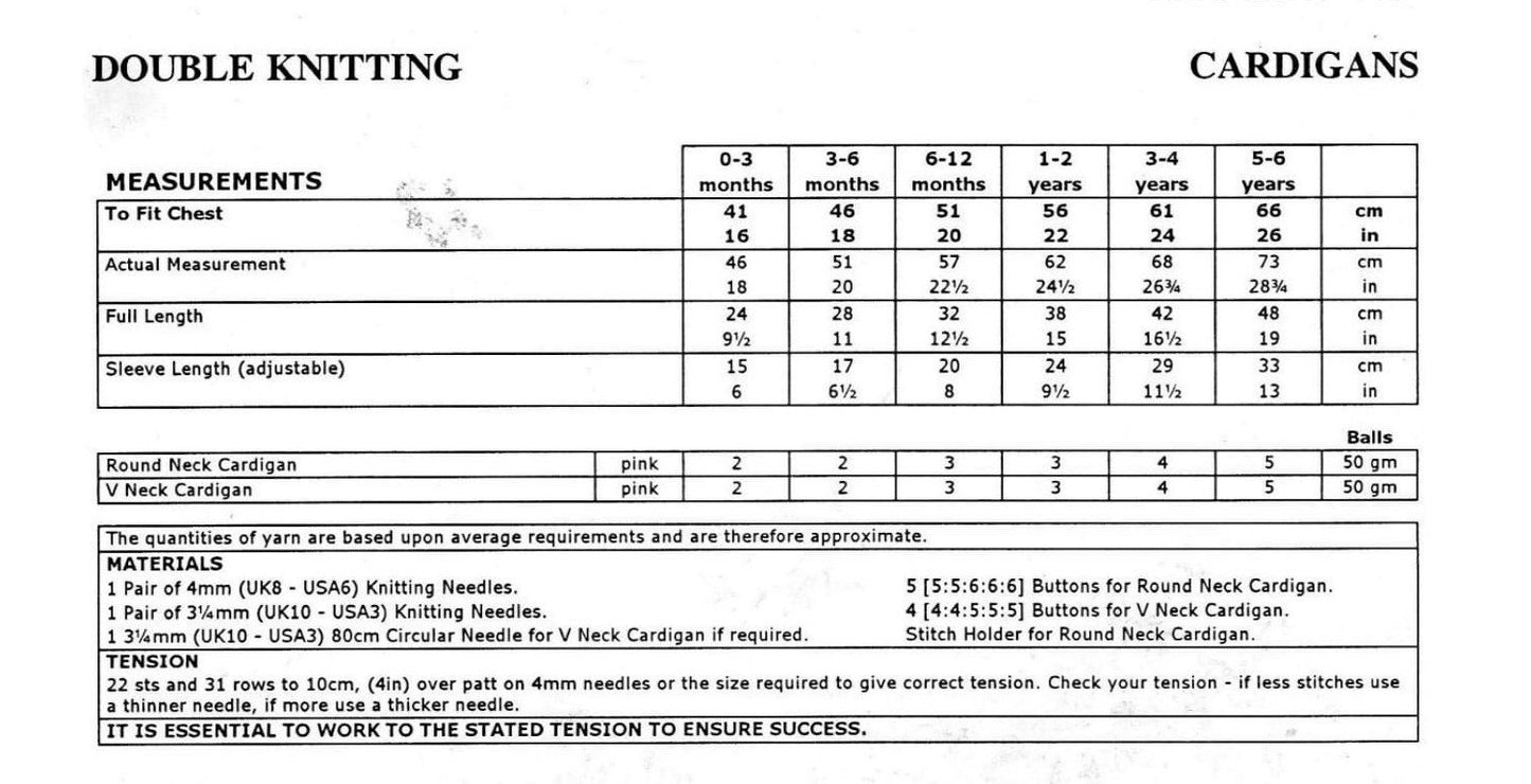 Vintage Knitting Pattern Baby Girls Pretty Eyelet Cardigan Sweaters PDF Instant Digital Download 0-6 yrs DK 8 Ply