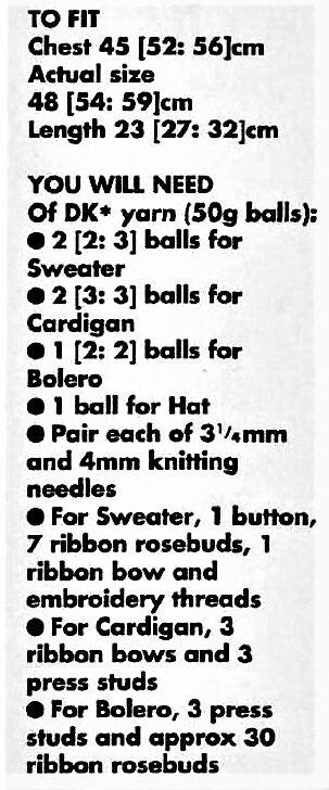 Vintage Knitting Pattern Knit Baby Girl Ribbon Cardigan Jacket Pullover Sweater Bolero Hat Set PDF Instant Digital Download 0-2 Yrs 8 Ply