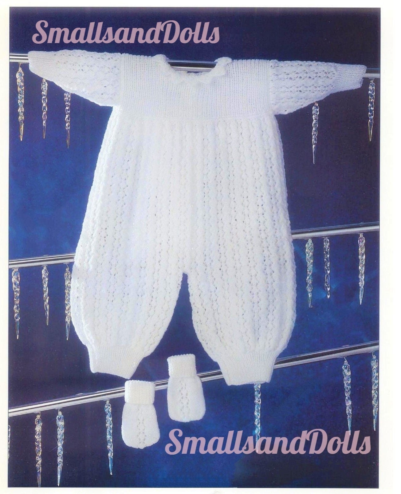 Vintage Knitting Pattern Baby Girl Boy Romper Suit and Mittens Set PDF Instant Digital Download Birth - 18m 4 Ply