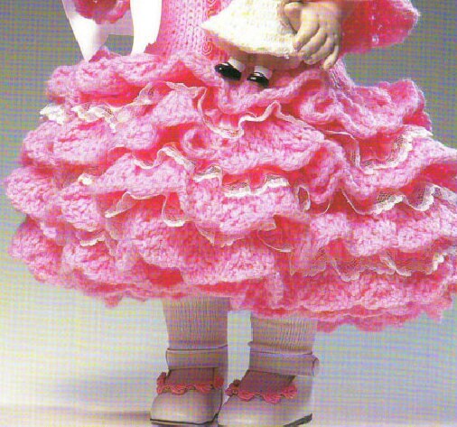 Vintage Knitting Pattern 18" Victorian Baby Girl Doll Ruffled Frilly Dress Bonnet Outfit PDF Instant Digital Download Old Fashioned DK 8 Ply
