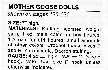 Vintage Crochet Pattern 7" Mother Goose Storybook Nursery Rhyme Toy Dolls PDF Instant Download Fairy Tale Amigurumi Soft Dolls 7 Designs