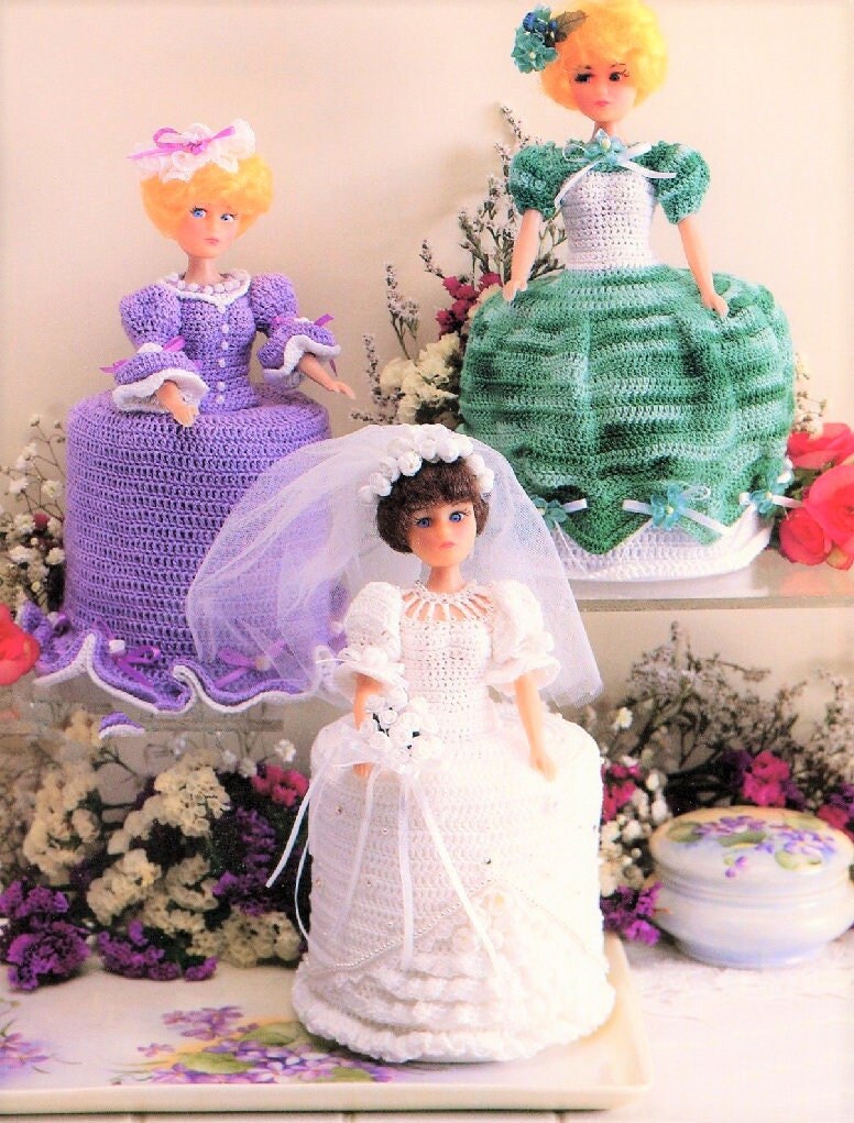 Vintage Thread Crochet Pattern Bathroom Tissue Dolls Covers PDF Instant Digital Download Toilet Paper Roll Holders Bride Bridesmaids