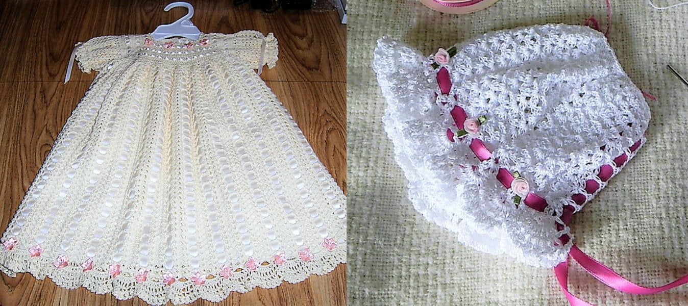 Vintage Crochet Pattern Beautiful Baby 6 Piece Christening Set PDF Instant Digital Download Dress Gown Booties Bonnet Afghan Socks 3-6 m