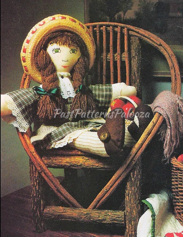 Vintage Sewing Pattern Large Fabric Soft Sculpture Country Lass Toy Doll PDF Instant Digital Download Sewn Cloth Doll with Pretty Dress