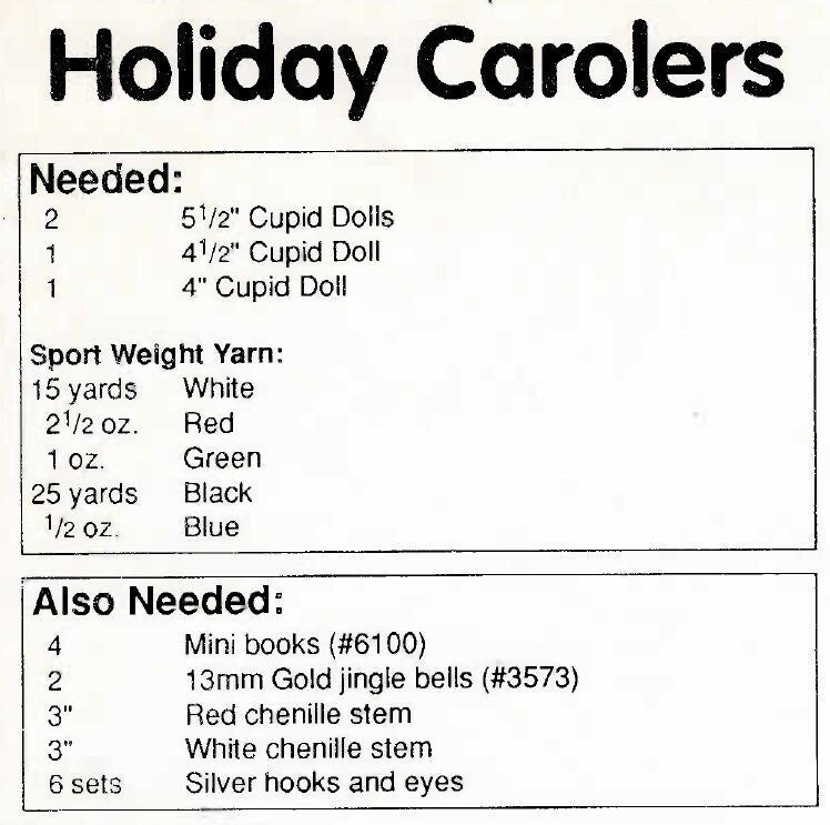 Vintage Crochet Pattern 4" Christmas Carolers Cutie Cupid Impkins Dolls Outfits PDF Instant Digital Download Small Kewpie Dolly Clothes