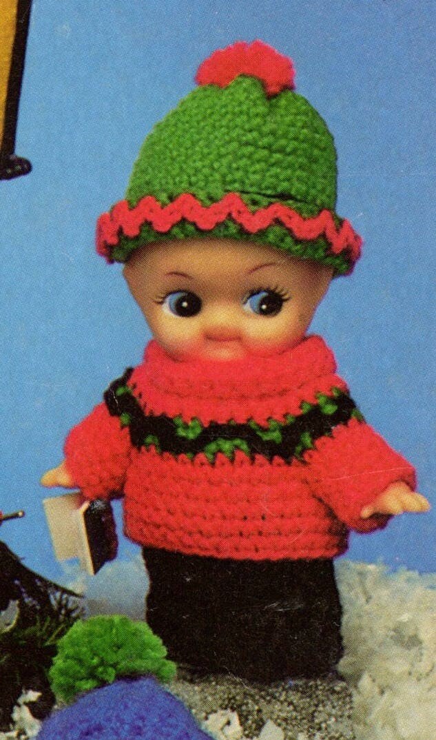 Vintage Crochet Pattern 4" Christmas Carolers Cutie Cupid Impkins Dolls Outfits PDF Instant Digital Download Small Kewpie Dolly Clothes