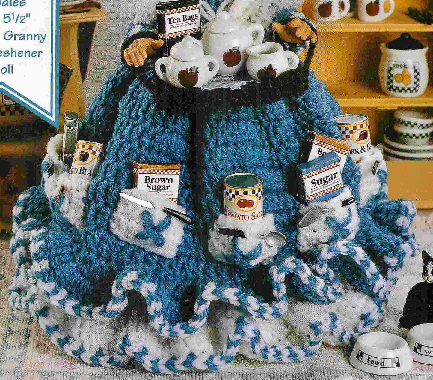 Vintage Crochet Pattern Kitchen Granny Air Freshener Doll Dress Bonnet PDF Instant Digital Download Crocheted Kitchen Caddy Doll