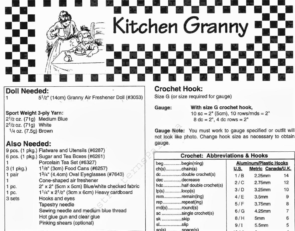 Vintage Crochet Pattern Kitchen Granny Air Freshener Doll Dress Bonnet PDF Instant Digital Download Crocheted Kitchen Caddy Doll