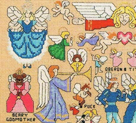 Vintage Cross Stitch Patterns Mini Angels Fairies Motifs PDF Instant Digital Download Tooth Fairy Godmother Guardian Angel Embroidery A1