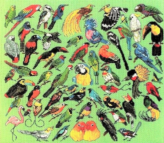 Vintage Cross Stitch Patterns Mini Exotic Birds Motifs PDF Instant Digital Download Embroidery Rainforest Tropical Bird Designs 1-3" A1