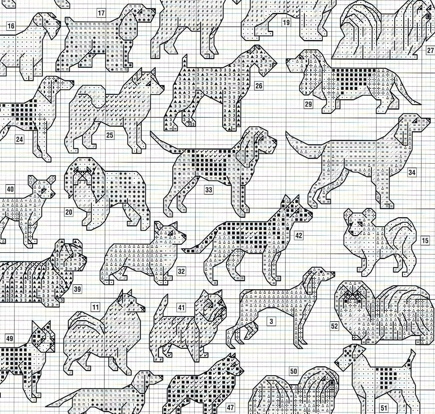 Vintage Cross Stitch Patterns Puppy Dog Breeds Motifs PDF Instant Digital Download Embroidery 60 Mini Purebred Dogs Designs A1