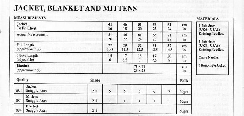 Vintage Knitting Pattern Baby Aran Hooded Cardigan Jacket Blanket Mitts Set PDF Instant Digital Download Cable Cardigan 0 - 4 yrs 10 Ply