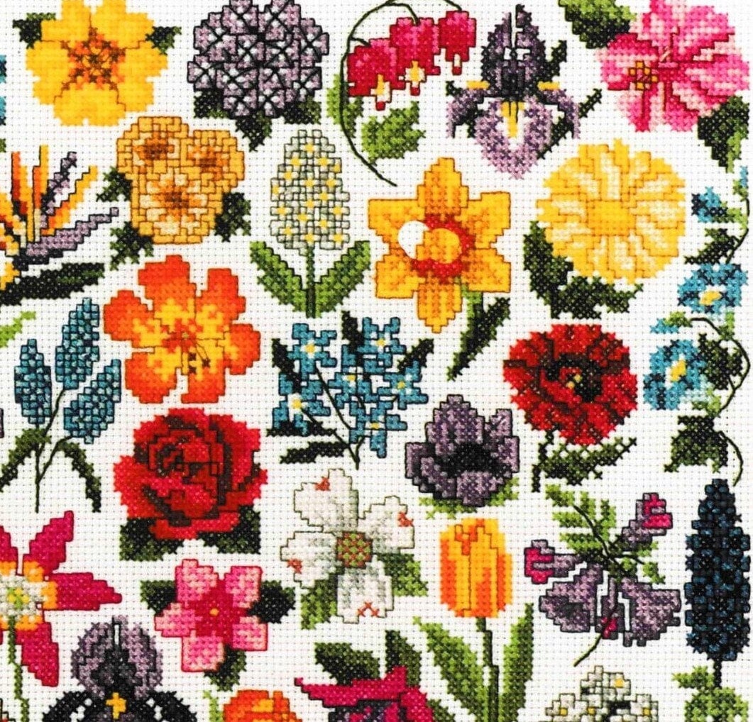 Vintage Cross Stitch Patterns Mini Spring Garden Flowers Motifs PDF Instant Digital Download Embroidery 40 Miniature Floral Designs A1