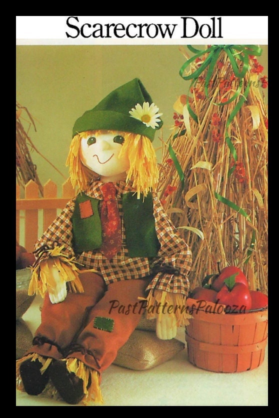 Vintage Sewing Pattern 24" Fabric Soft Sculpture Scarecrow Doll PDF Instant Digital Download Sewn Cloth Autumn Soft Toy Doll