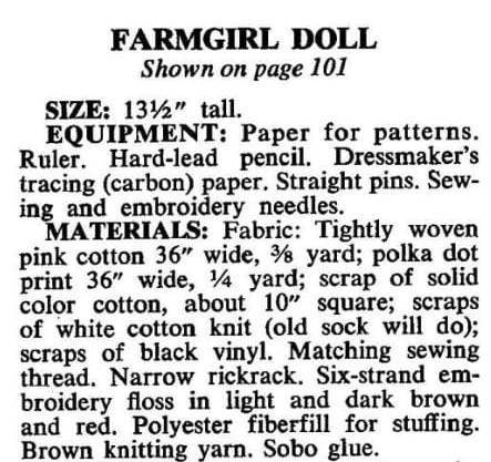 Vintage Sewing Pattern 14" Country Farm Girl Soft Toy Doll Barnyard Animals and Barn Tote Carrier Playset Set PDF Instant Digital Download