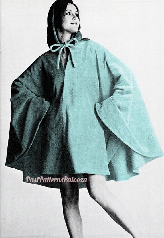 Vintage Sewing Pattern Womens Circular Hooded Cape Poncho Cotton Terry Velour PDF Instant Digital Download Retro Boho Summer Cloak