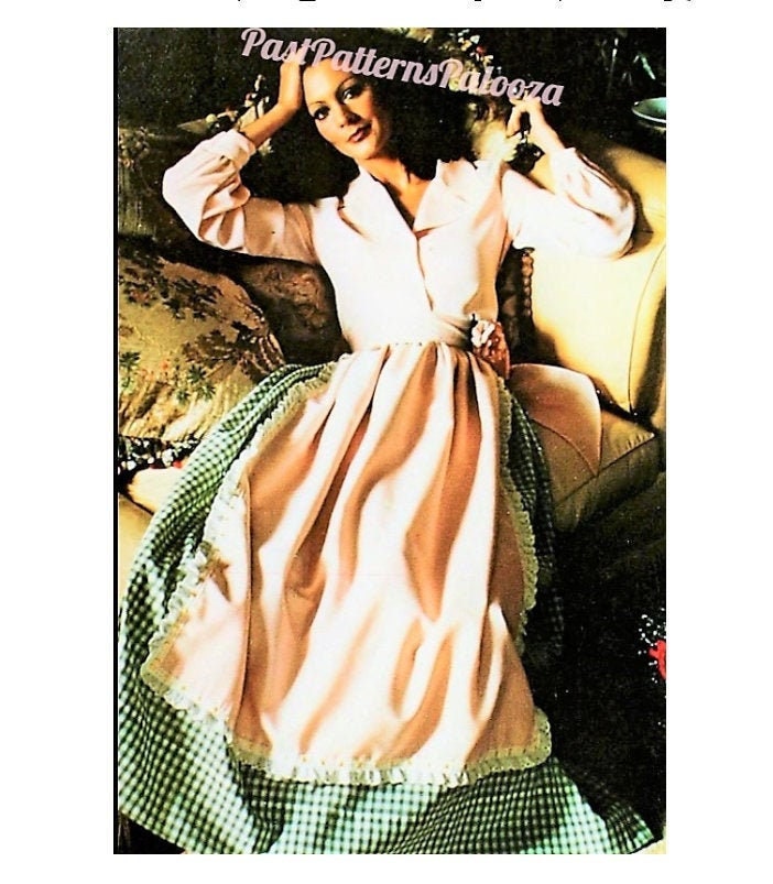 Vintage Sewing Pattern Womens Frontier Prairie Girl Gingham Maxi Skirt with Apron PDF Instant Digital Download Little House on The Prairie