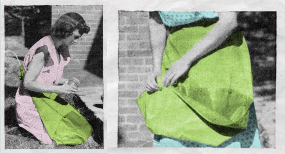 Vintage Sewing Pattern Womens Kneeling Work Apron PDF Instant Digital Download Easy Sew Gardening Working Large Pocket c. 1940s Design