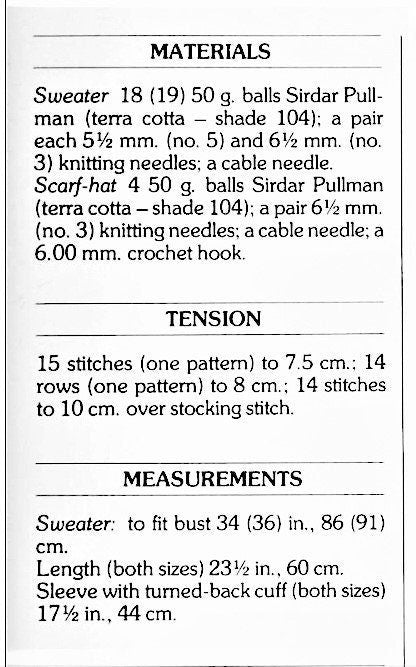 Vintage Knitting Pattern Womens Retro Bold Cabled Sweater and Scarf Hat Set PDF Instant Digital Download Cable Twist Pullover Bulky 12 Ply