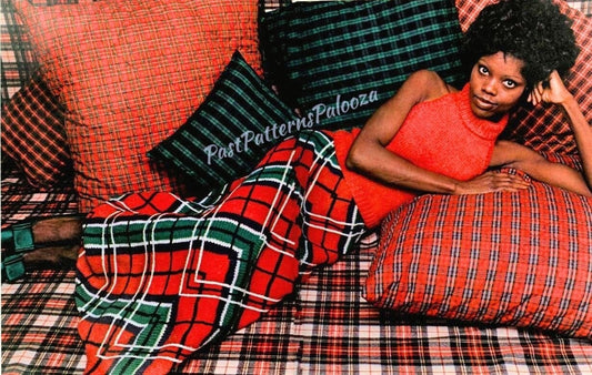 Vintage Knitting Pattern Womens Turtleneck Halter Top and Plaid Maxi Skirt PDF Instant Digital Download Retro 1977 4 Ply