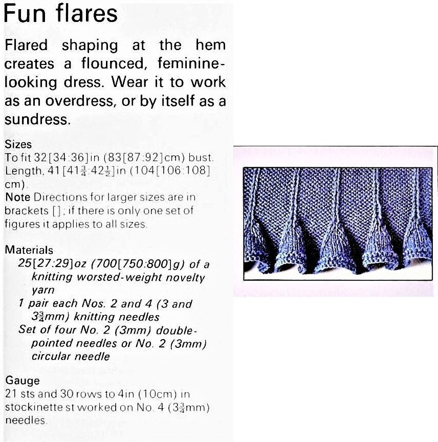 Vintage Knitting Pattern Womens Flounced Flared Edge Sundress Sleeveless Empire Waist Sun Dress PDF Instant Digital Download 10 Ply