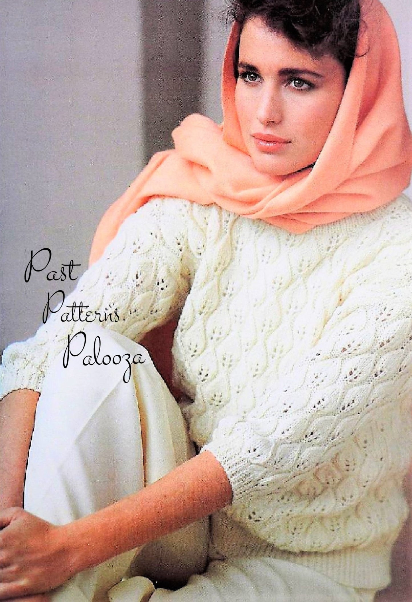 Vintage Knitting Pattern Womens Raised Leaf Summer Sweater Jumper Top PDF Instant Digital Download DK Yarn