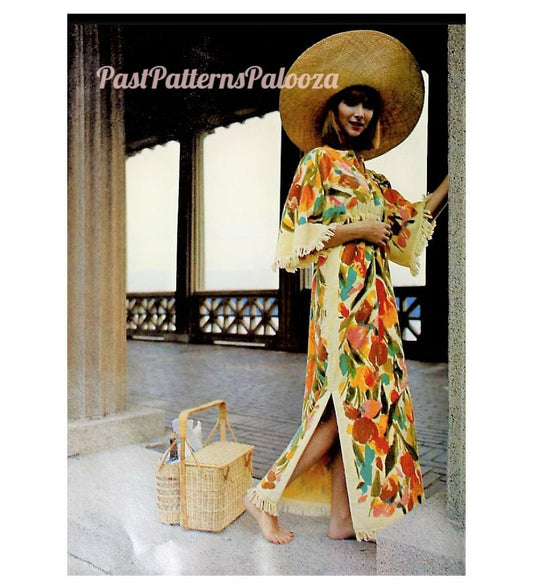 Vintage Sewing Pattern Womens Boho Bath Towel Caftan Dress PDF Instant Digital Download Retro 70s Long Towel Tunic