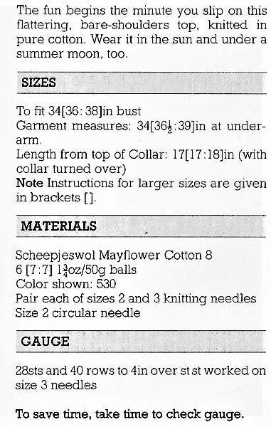 Vintage Knitting Pattern Womens Knit Fiesta Top Off Shoulder Sleeveless Sweater PDF Instant Digital Download 4 Ply