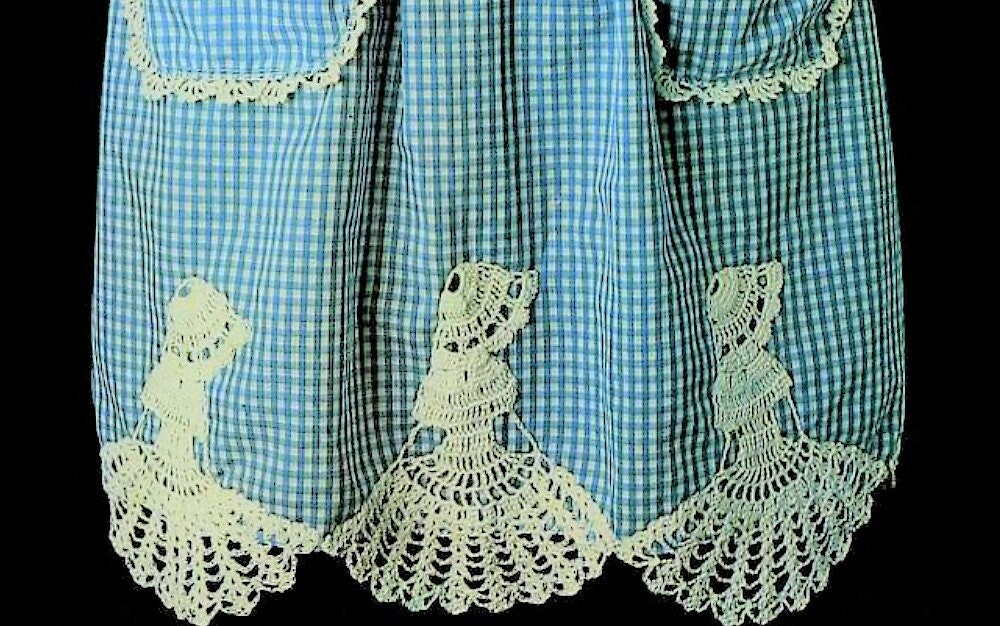 Vintage Sewing Pattern Womens Gingham Apron with Crocheted Crinoline Ladies Trim PDF Instant Digital Download Southern Belle Motifs One Size