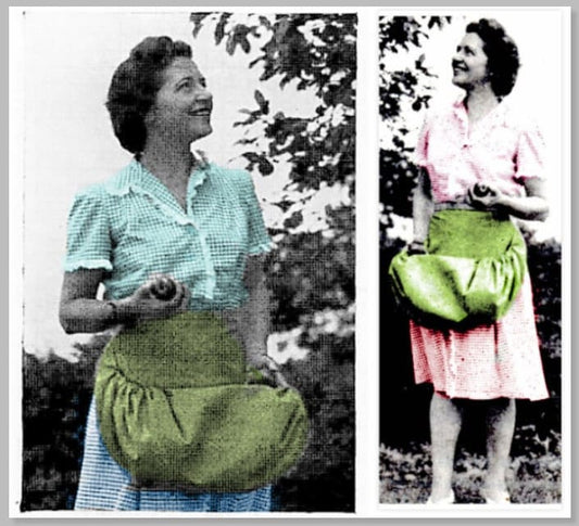 Vintage Sewing Pattern Womens Gathering Harvest Basket Apron PDF Instant Digital Download Easy Sew Fruit Veggies Eggs Cinch Cotton c. 1940s