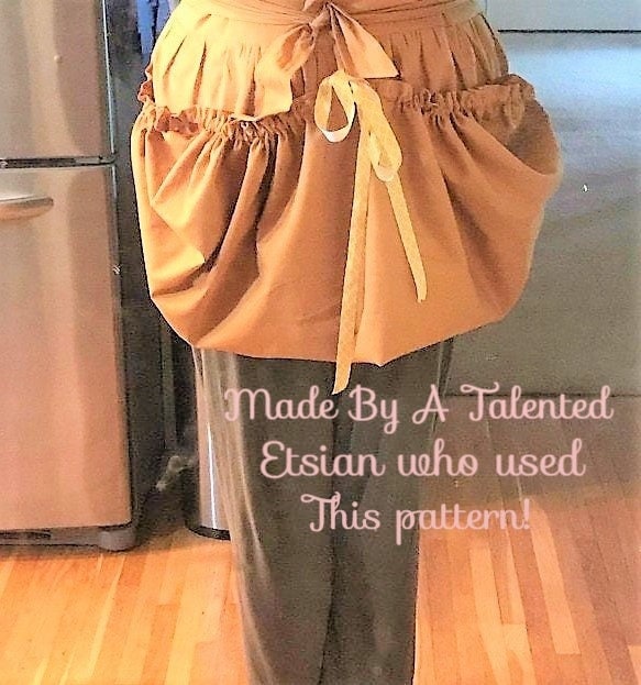 Vintage Sewing Pattern Womens Gathering Harvest Basket Apron PDF Instant Digital Download Easy Sew Fruit Veggies Eggs Cinch Cotton c. 1940s