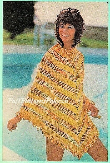Vintage Thread Crochet Pattern Retro Bikini and Cover Up Poncho Skirt Set PDF Instant Digital Download 70s Boho Lacy Beach Outfit