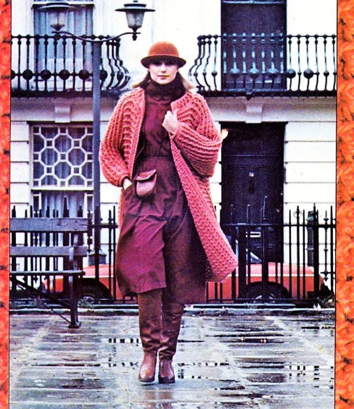 Vintage Crochet Pattern Womens Boxy Oversized Coat PDF Instant Digital Download Retro 80s Long Cardigan Jacket 10 Ply