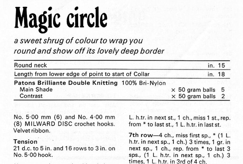 Vintage Crochet Pattern Womens Circular Shrug Circle Shawl PDF Instant Digital Download Retro Boho Bed Jacket Wrap DK 8 Ply