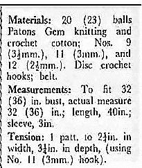 Vintage Thread Crochet Pattern Womens Openwork Diamonds Cotton Dress PDF Instant Digital Download Retro Simple Classic Dress 1970s