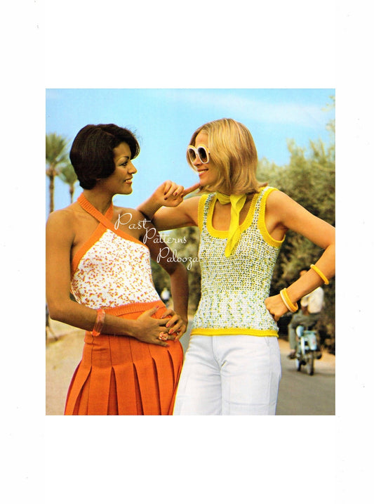 Vintage Sun Tops to Knit and Crochet Pattern Womens Tank Crossover Neck Halter Summer Tops PDF Instant Digital Download Retro Boho 4 Ply