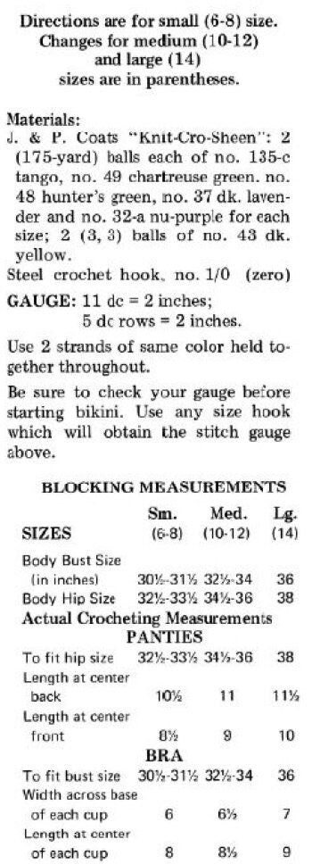 Vintage Thread Crochet Pattern Womens Rainbow Bikini PDF Instant Digital Download Pretty Boho Chic Cotton Bathing Suit S M L