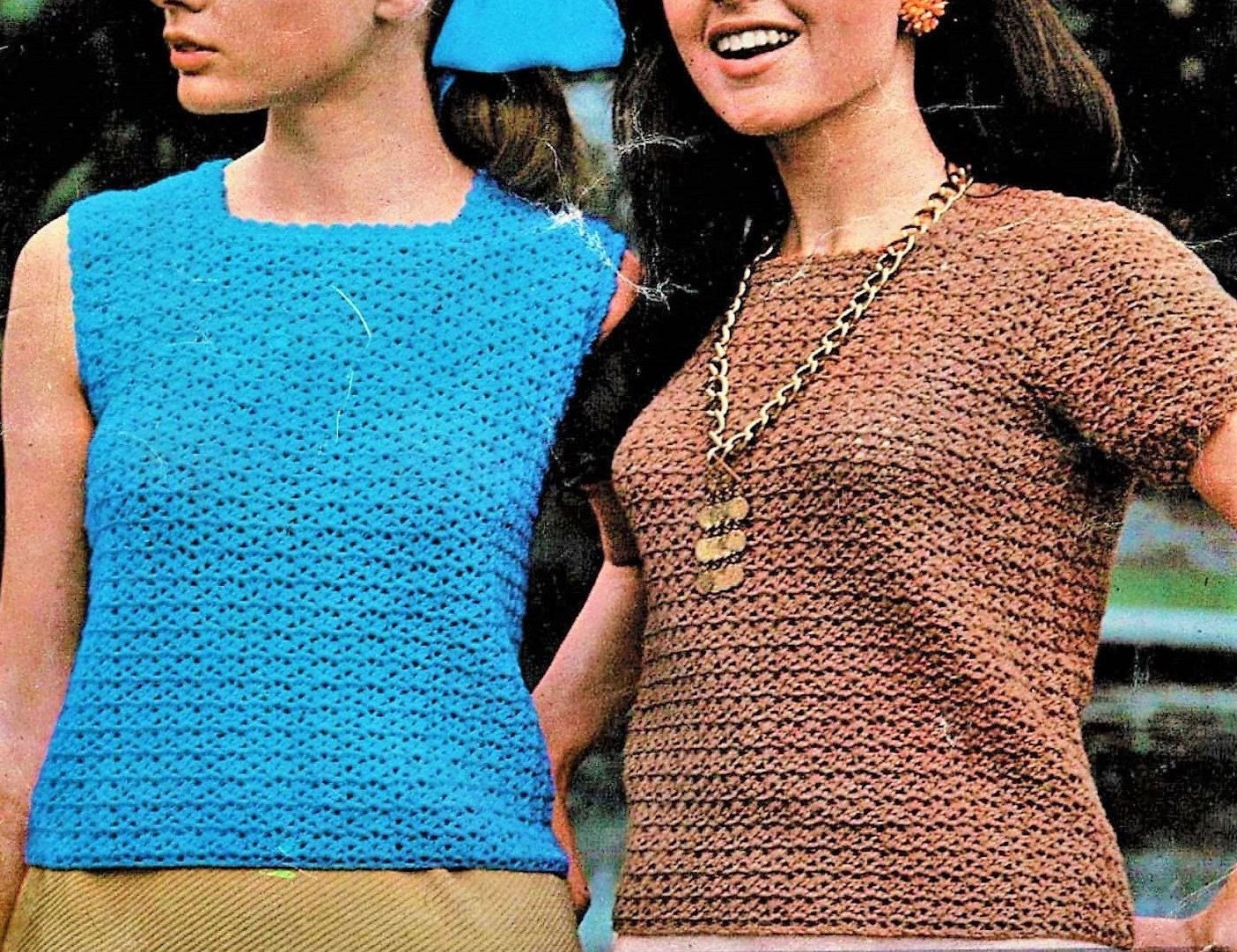 Vintage Crochet Pattern Womens Pretty Summer Blouse Top Short Sleeved or Sleeveless PDF Instant Digital Download Quick Easy 4 Ply