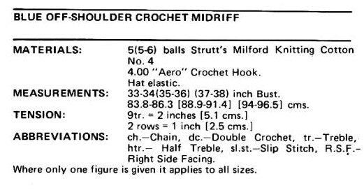 Vintage Crochet Pattern Womens Off Shoulder Ruffle Midriff Top PDF Instant Digital Download Retro Summer Boho 1970s Cotton Thread No. 4