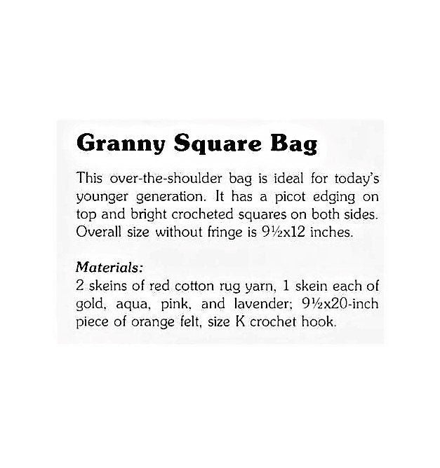 Vintage Crochet Pattern Fringed Granny Square Shoulder Bag Handbag Cinch Drawstring Top PDF Instant Digital Download Carry All Tote Purse