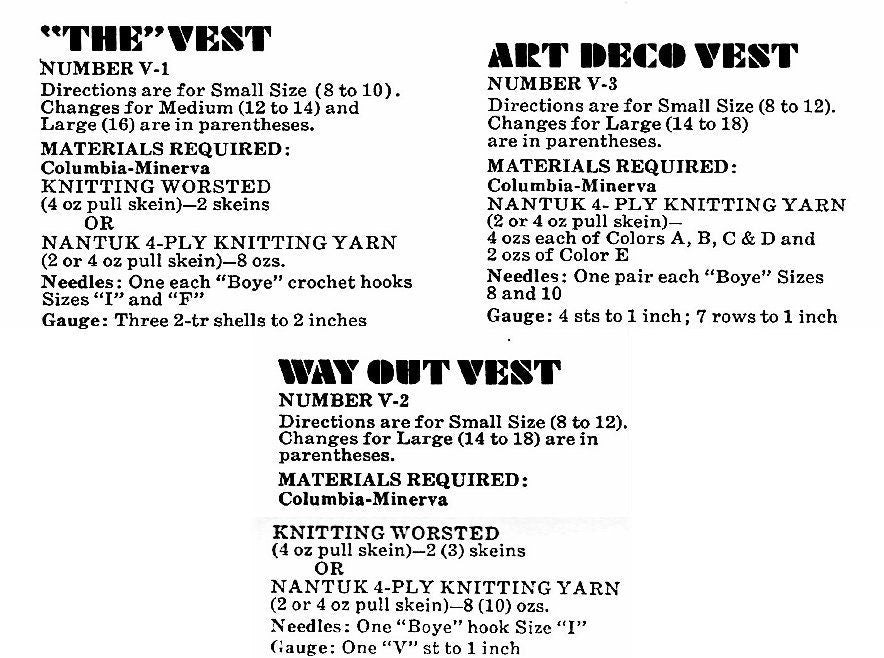 Vintage Womens Vest Patterns to Knit and Crochet PDF Instant Digital Download Groovy Boho Mod Art Deco Vests 1970s 3 Designs 4 Ply 10 Ply