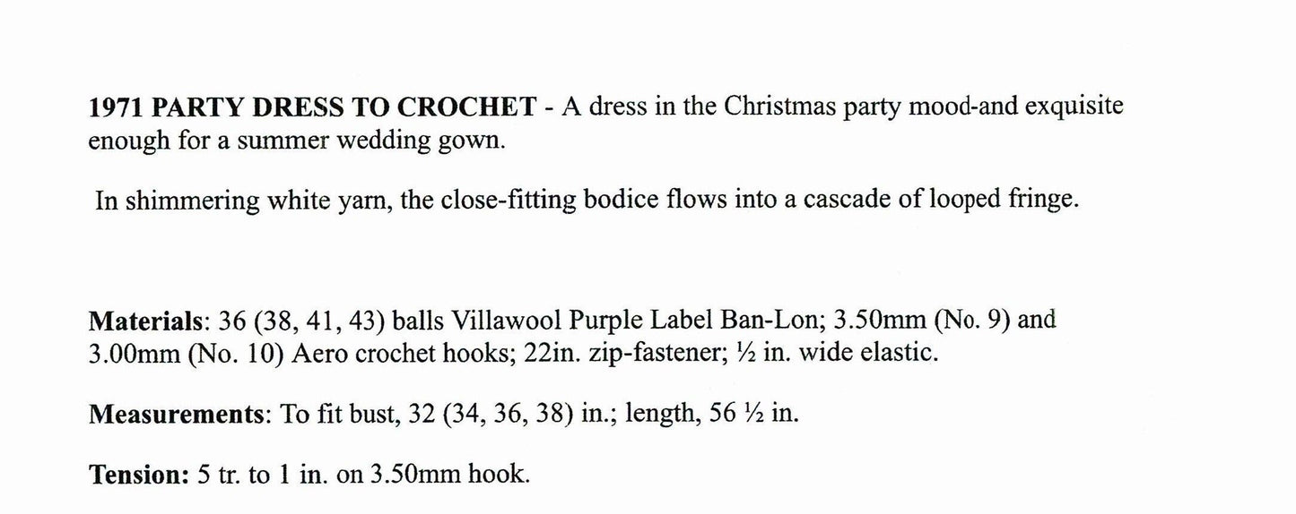 Vintage Crochet Pattern Womens Sleeveless Maxi Dress Loop Fringe Skirt PDF Instant Digital Download Long Party Summer Wedding Gown DK
