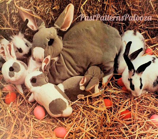 Vintage Sewing Pattern Velveteen Bunny Rabbit Realistic Soft Sculpture Plush Toys Fabric Mama & Baby Bunnies PDF Instant Digital Download