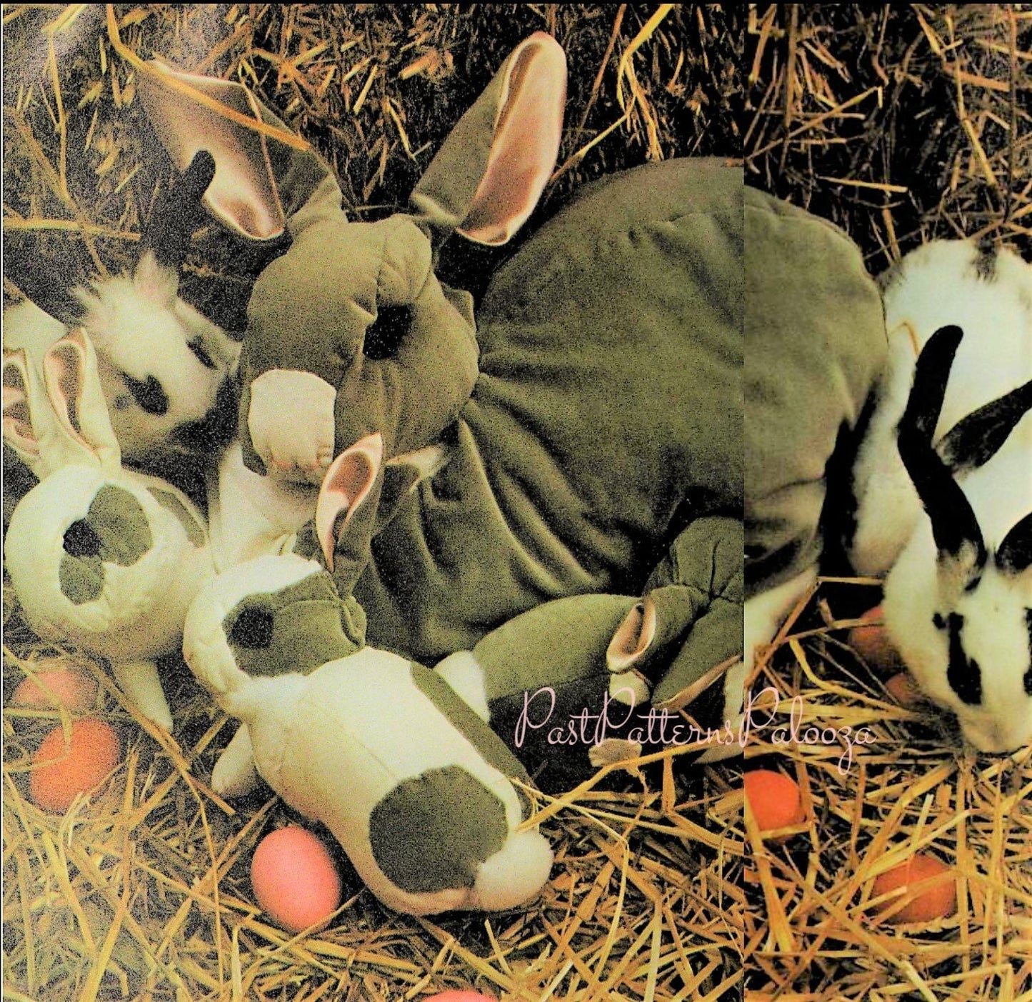 Vintage Sewing Pattern Velveteen Bunny Rabbit Realistic Soft Sculpture Plush Toys Fabric Mama & Baby Bunnies PDF Instant Digital Download