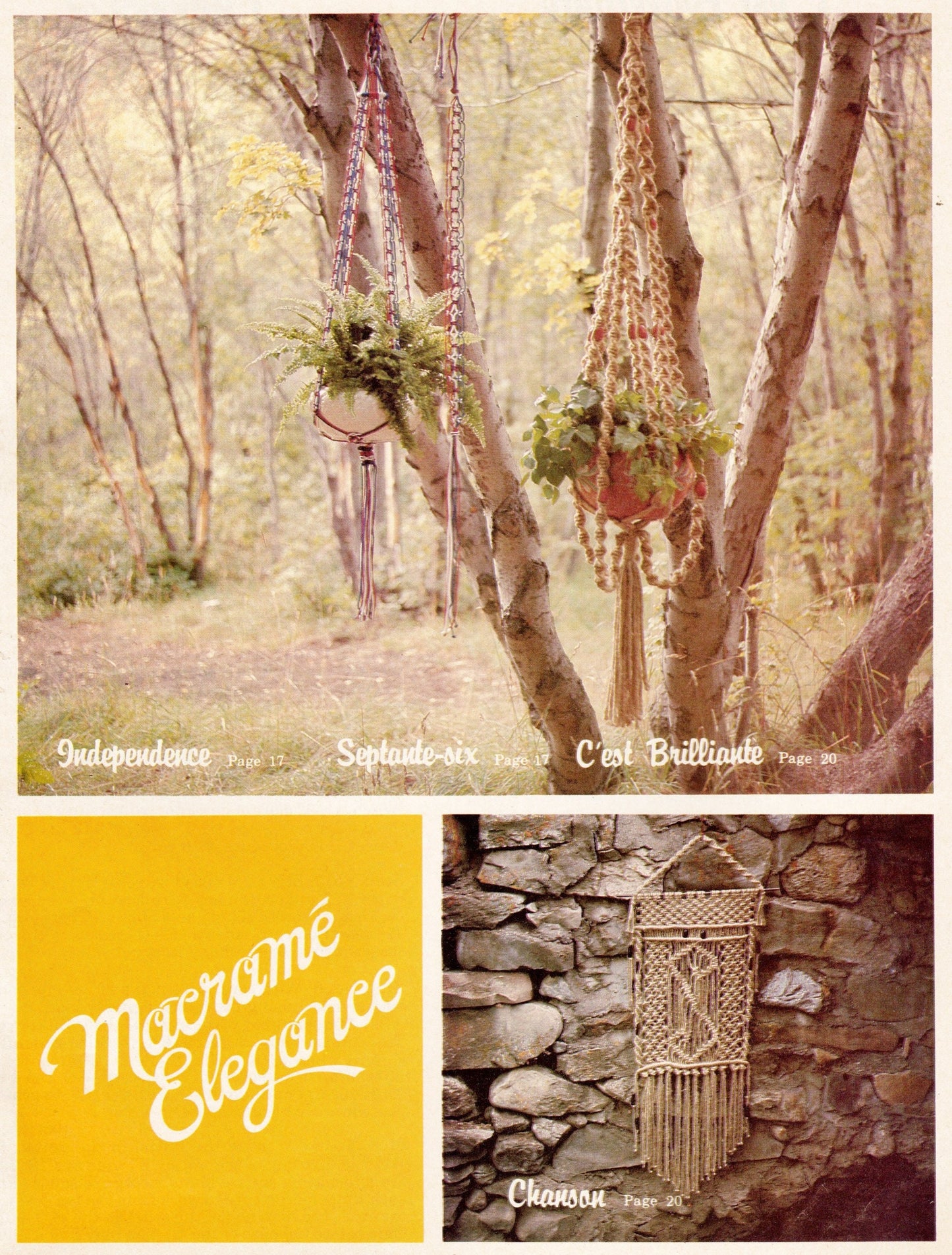 Vintage Macrame Elegance I Patterns Book 1970s Learning Knots How To Instructions PDF Instant Download 20 Projects Pot Hanger Owls Knotwork