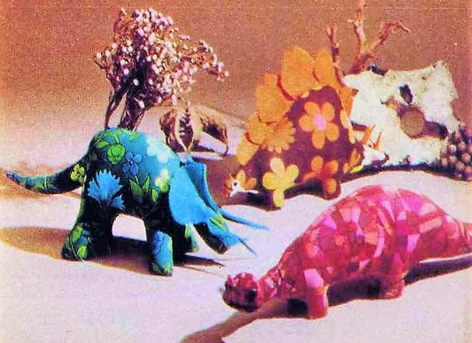 Vintage Sewing Pattern Retro Mod Fabric Dinosaurs Soft Sculpture Toys PDF Instant Digital Download 1970s Plush Toy Dinos 14 - 21 inches