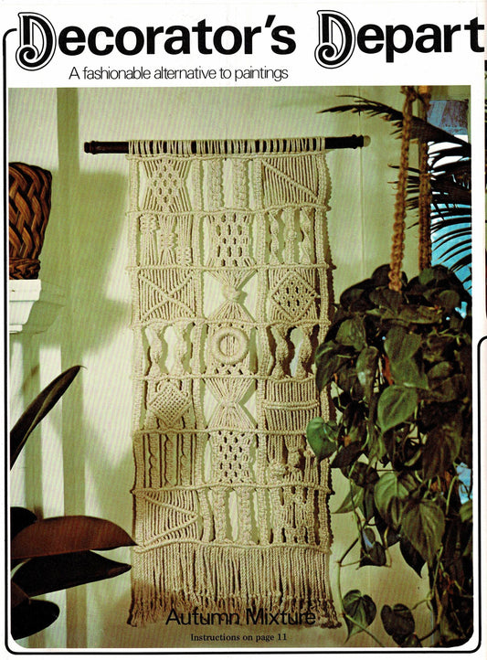 Vintage Macrame Pattern Large Patchwork Sampler Wall Hanging Autumn Mixture Fall Wall Hanging PDF Instant Digital Download 1976 Boho Decor