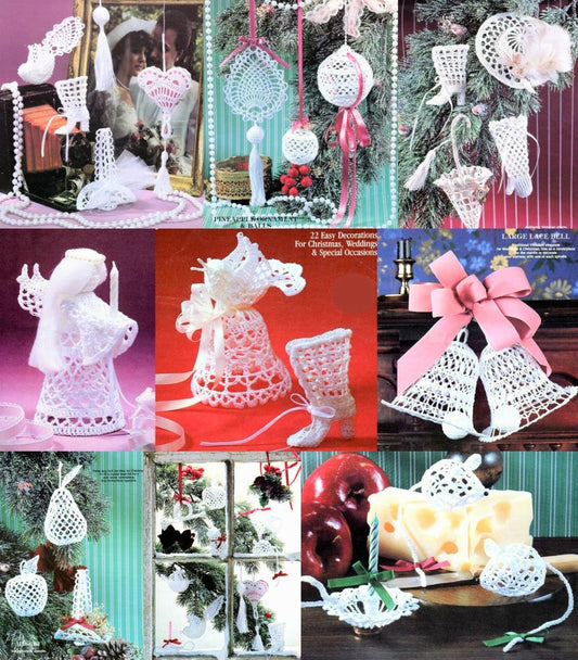 Vintage Crochet Pattern Thread Lace Victorian Ornaments Patterns Fruit Christmas Tree Wedding Favors PDF Instant Digital Download